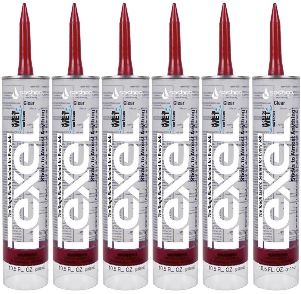 Sashco Lexel 6 Pack 10.5 oz Kitchen Bath Clear Paintable Adhesive Caulk – 13010