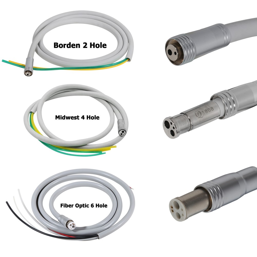 Dental Turbine Handpiece Tubing Hose Midwest 4 Hole Fiber Optic 6 Pin 2 Hole C
