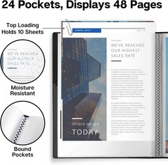 Moisture-Resistant Presentation Binder – 24 Pockets for Protecting Key Documents