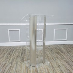 Clear Acrylic Plexiglass Podium Curved Sides Pulpit Lectern Conference