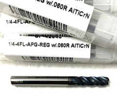 Carbide Plus CP-42343 1/4″ 4FL Corner Radius End Mill .06R Solid Carbide AlTiCrN
