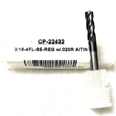 Carbide Plus CP-22432 3/16″ 4FL Corner Radius End Mill 0.02R Carbide AlTiN NEW
