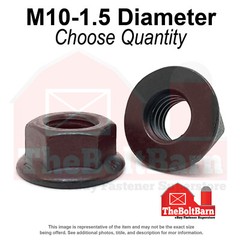 M10-1.5 Class 8 Hex Flange Nuts Plain & Oil Coarse Thread (Pick Quantity)