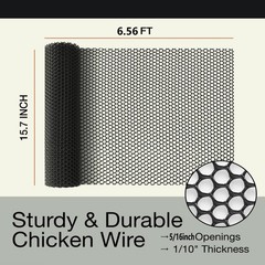 Pet Proof Barrier Net, Black Plastic Chicken Wire Mesh Fencing 15.7IN x 6.56FT,
