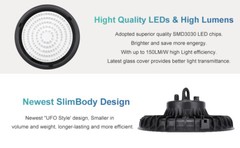 2Pack 200W UFO Led High Bay Light Commercial Warehouse Shop Gym Light Fixtures