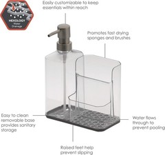 Spectrum Soap Dispenser with Sponge and Brush Holder for Kitchen Sink, Hexa Sink