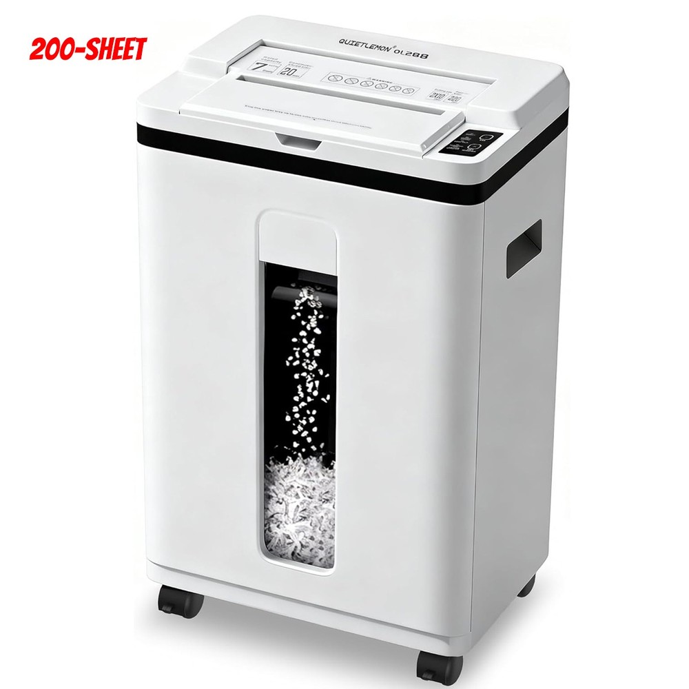 200-Sheet Auto Feed Paper Shredder 22L Micro Cut 40 Min Non-Stop for Office Home