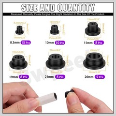 51 Pcs 6 Sizes 8.3/10/15/19/21/26mm Silicone Rubber Hole Plug Kit, T-Shaped