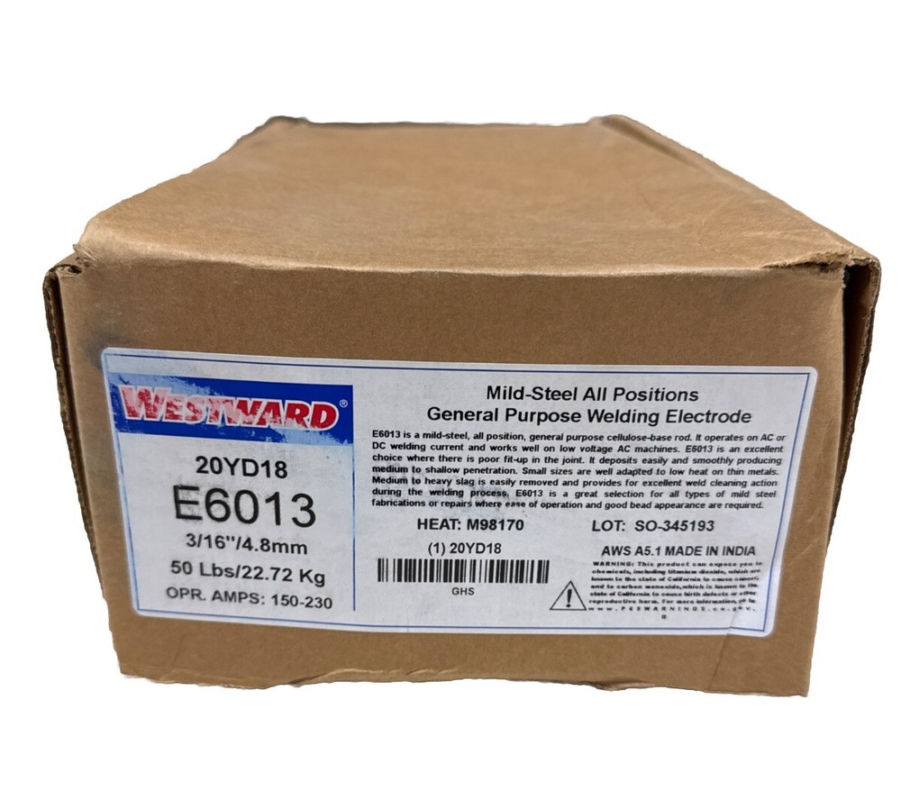 WESTWARD 20YD18 Welding Electrode, Carbon Steel, 14” X 3/8”, 50-LBS, (E6013)