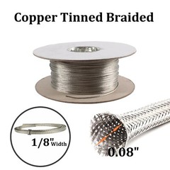 Flat Tinned Copper Braid Sleeve Flexible EMI RFI Shielding Wire Ground Mesh Lot