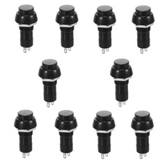 10x On/Off Push Button Bolt-On Switch Black Button Push-To-Make Self-Locking 12V