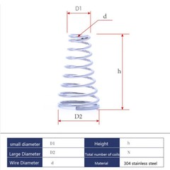 0.4mm-2mm Φ A2 304 Stainless Steel Conical Cone Compression Spring Springs