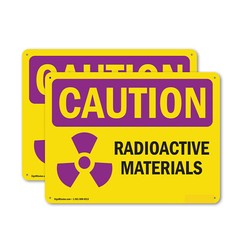 (2 Pack) Radioactive Materials OSHA Caution Radiation Sign Decal Metal Plastic