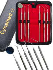 GERMAN Dental Scaler Pick Stainless Steel Tools with Inspection Mirror Set 6 PCS