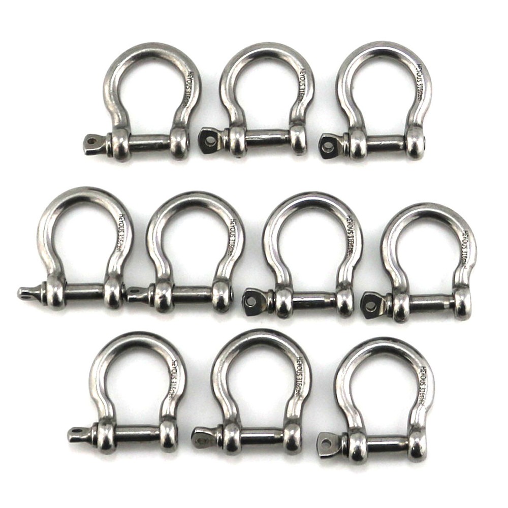 10 Packs 1/5″ Stainless Steel Shackle D Ring Anchor Rigging Shackle Clevis