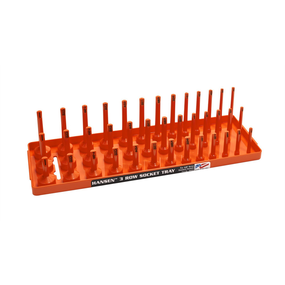 38053Hansen Global 3/8″ SAE 3-Row Socket Tray – Orange