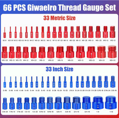 66pc Nut & Bolt Thread Checker Gauge Set Metric SAE w/Case