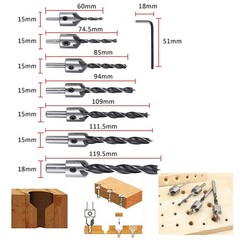 YEEZUGO 23-Pack Woodworking Chamfer Countersink Drill Bit, 6pcs 0.25 inches