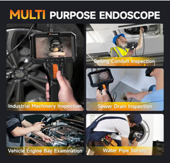 Endoscopio doble lente 0.25in articulado 220° HD IP67 con luz LED 5.3FT. Incorpo