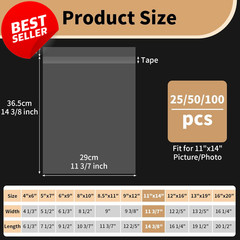 25 Pack 11×14 Acid Free Art Sleeves Clear Photo Protectors – US