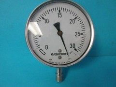 ASHCROFT PRESSURE GAUGE 10 1008SL 02L 30# 0-30 PSI GLYCERINE FILLED 100MM 1/4