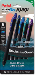 Energel Kuro Shades of the Ocean, Retractable Liquid Gel Pen, Assorted Ink Color