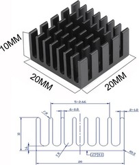 Aluminum Heatsink 20mm x 20mm Kit with Adhesive Tape for Electronics Cooling
