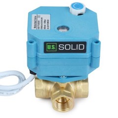 U.S. Solid 3 Way Electric Motorized Ball Valve 3/8 inch Brass 9-24V AC/DC