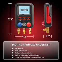 Digital Manifold Gauge, HVAC Refrigerants Digital AC Gauges Set with 2 Thermomet