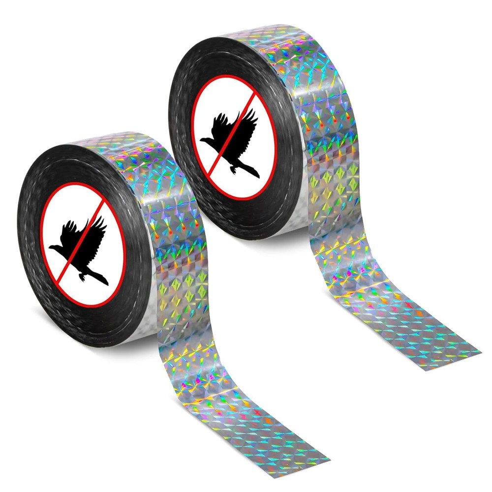 RAINFLOW Reflective Bird Scare Tape – 2 Rolls 300FT Outdoor Reflective Ribbon, D