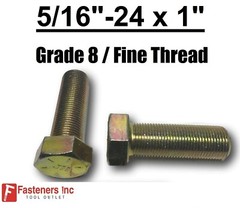 5/16-24 x 1″ (FT) Hex Bolt Yellow Zinc Plated Grade 8 Cap Screw Fine Thread