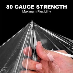 80 Gauge Clear Stretch Wrap Film Roll 15 Inch x 1000 Ft Handles Packing