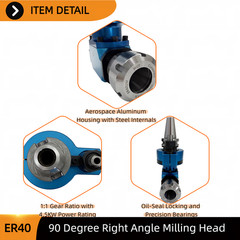 Single Angle Milling Head BT40-90 Degree-ER40 Side Head for CNC Machining Center