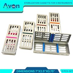 5 GERMAN DENTAL AUTOCLAVE STERILIZATION CASSETTE RACK BOX TRAY FOR 5 INSTRUMENT