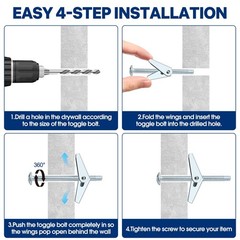 30 Sets Toggle Bolts for Drywall, Heavy Duty Metal Drywall Anchors Kit – 1/4,…