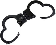 POLICE Handcuffs Professional Heavy Duty Metal Steel Hinged Double Lock – BLACK