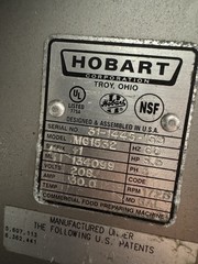 Hobart MG1532 Mixer Grinder/150lb capacity/Foot Pedal W/AUGER & NUT