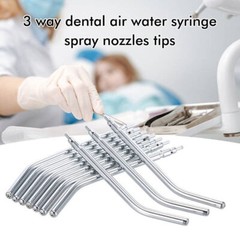 Dental 3 Way Air Water Spray Triple Syringe Handpiece w/ 2 Nozzles Tips Tubes