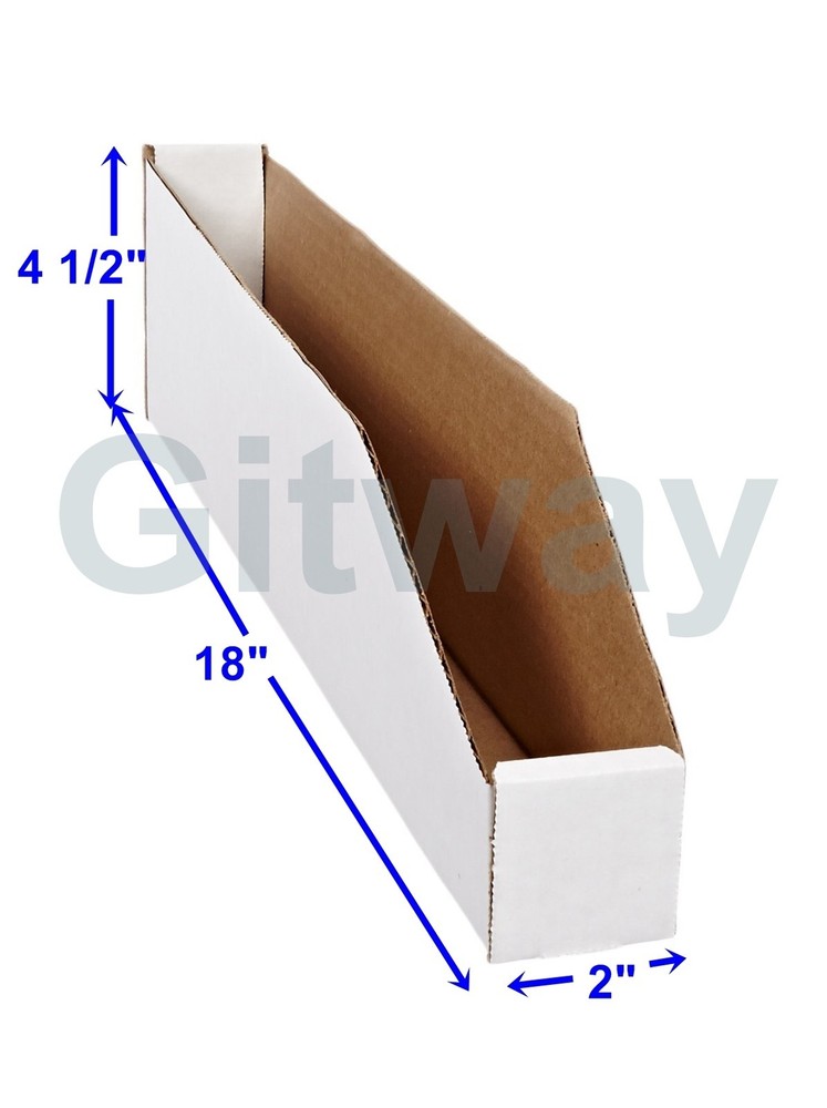 50- 2″ x 18″ x 4 1/2″ Corrugated Cardboard Open Top Storage Parts Bin Bins Boxes