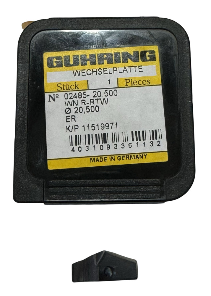 Guhring 20.5mm Carbide Replaceable Tip Drill Insert nano-Firex 140° Point