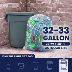 Plasticplace 32-33 Gallon Recycling 0.9 Mil Drawstring Garbage Can 33 X 38 100