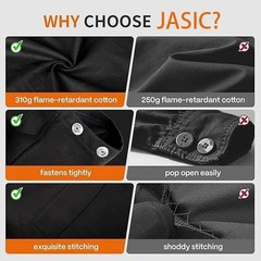 JASIC Welding Jacket 11 oz Cotton Flame Resistant(FR) Light weight Weld Clothes