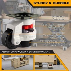 4X Leveling Machine Caster with Rubber Pad Retractable Workbench Caster Wheel