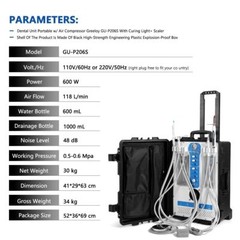 Portable Dental Delivery Unit Rolling Mobile Case Air Compressor Suction System