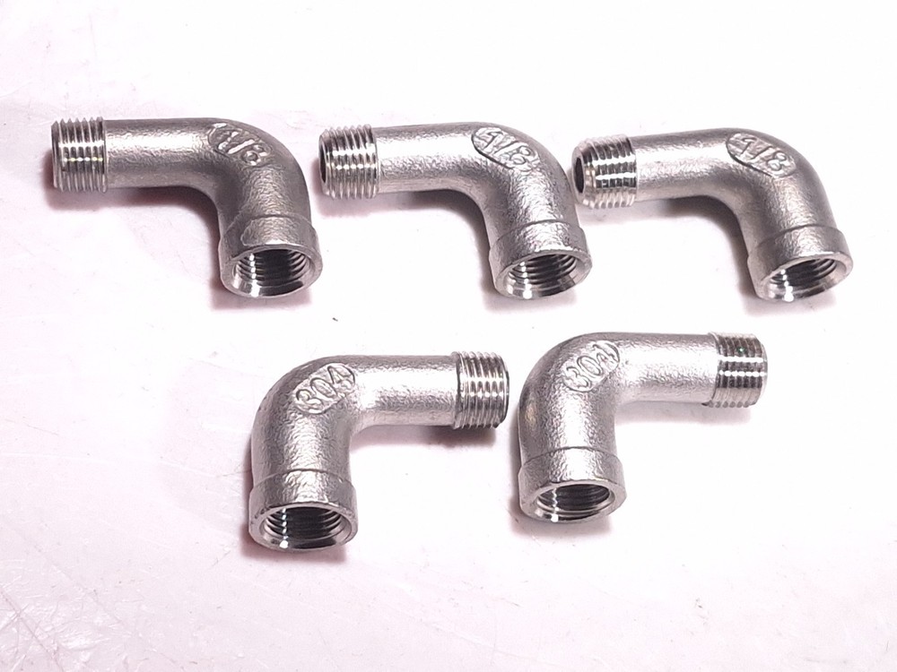 STREET ELBOW 90° 1/8″ NPT X 1/8″ FNPT THREADED 304 STAINLESS STEEL – 5 PIECES