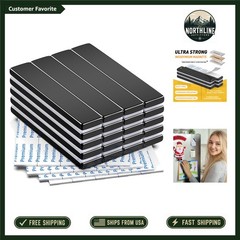 20 Pack Strong Neodymium Magnets with Adhesive – 60x10x3mm Rectangular Black