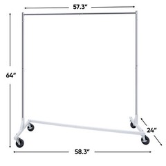 Heavy Duty Steel Clothes Rack Rolling Garment Z Clothing Rack W/Lockable Casters