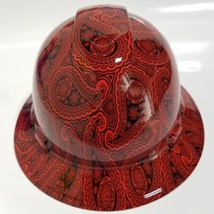full brim hard hat custom hydro dipped IN TRUE RED BANDANA PRINT SUPER COLOR