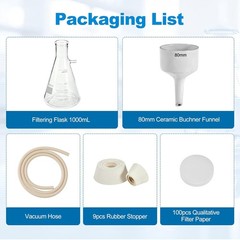 1000ml Buchner Funnel Filtering Kit Lab Filtering Flask Glass w/ Flask Funnel N