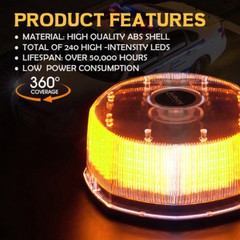 Xprite Amber/Yellow 240 LED Round Strobe Light Rotating Beacon Emergency Warning